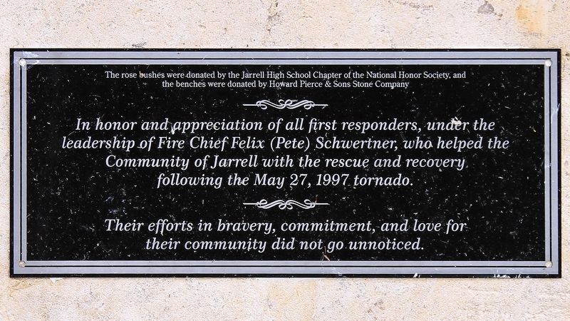 Jarrell Memorial Park Bench Plaque image. Click for full size.