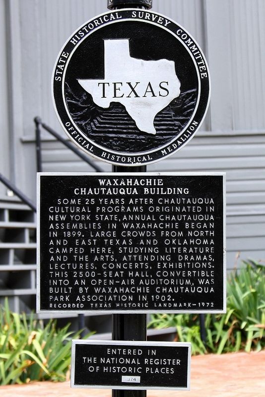 Waxahachie Chautauqua Building Marker image. Click for full size.