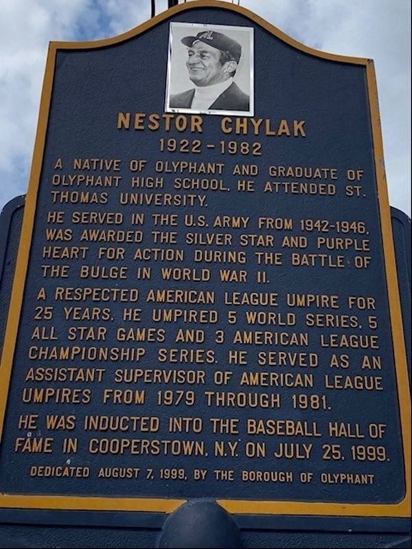 Nestor Chylak Marker. Click for full size. Nestor Chylak Marker image. Click for full size.
