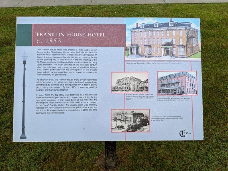 Franklin House Hotel Marker image. Click for full size.