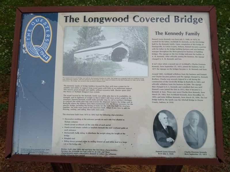 The Longwood Covered Bridge Marker image. Click for full size.