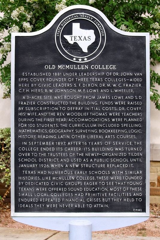 Old McMullen College Marker image. Click for full size.