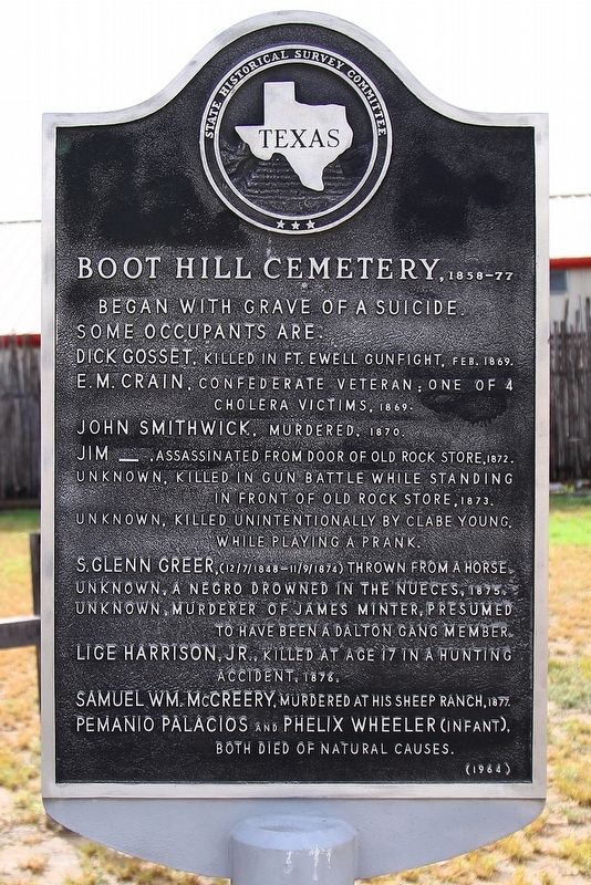 Boot Hill Cemetery, 1858-77 Marker image. Click for full size.