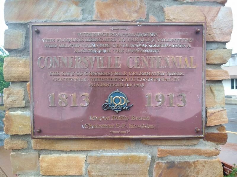 Connersville Centennial Plaque image. Click for full size.