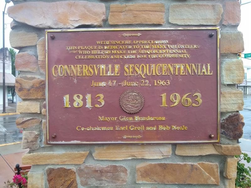 Connersville Sesquicentennial Plaque image. Click for full size.