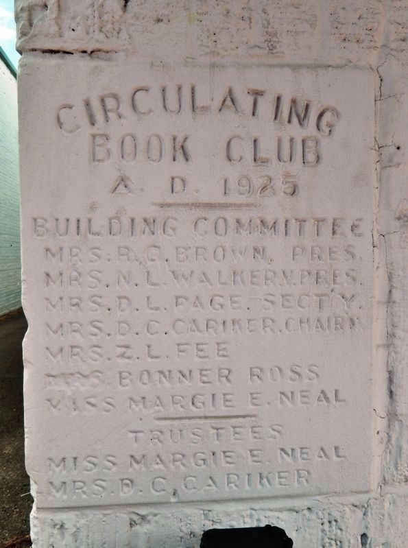 Circulating Book Club Cornerstone<br>(<i>northeast corner, just above marker</i>) image. Click for full size.