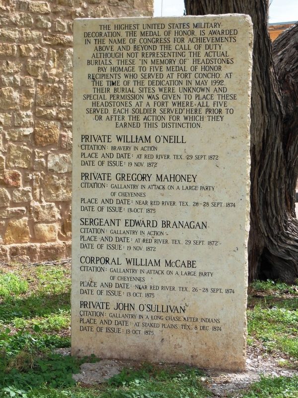 Fort Concho Medal of Honor Memorial. Click for full size. Fort Concho Medal of Honor Memorial image. Click for full size.
