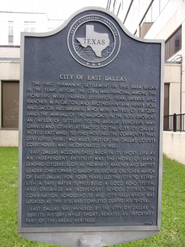 City of East Dallas Marker image. Click for full size.