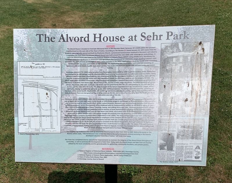 The Alvord House at Sehr Park Marker image. Click for full size.