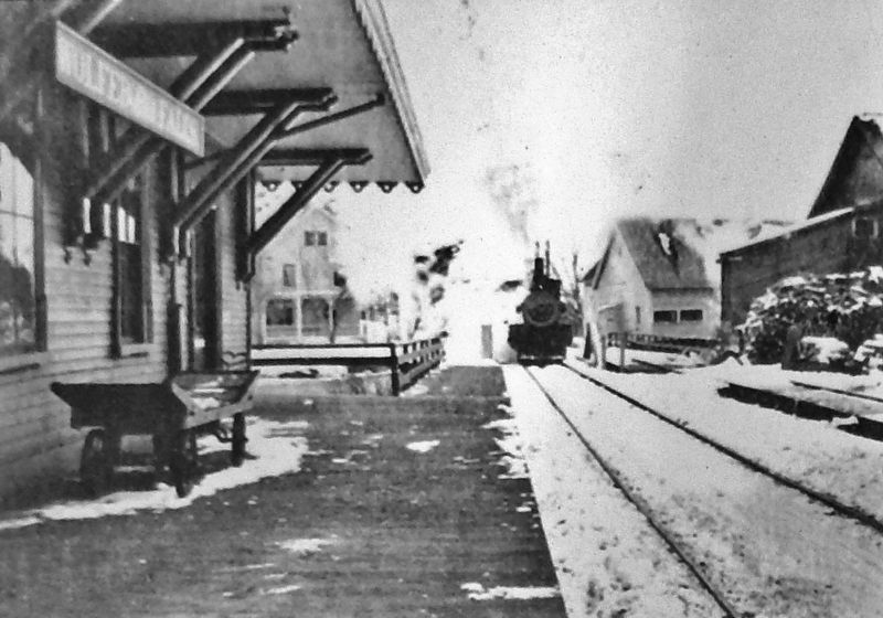 Marker detail: Wolfeboro Falls Railroad Station<br>(<i>circa 1920s or 1930s</i>). Click for full size. Marker detail: Wolfeboro Falls Railroad Station<br>(<i>circa 1920s or 1930s</i>) image. Click for full size.