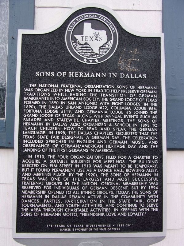Sons of Hermann in Dallas Marker image. Click for full size.