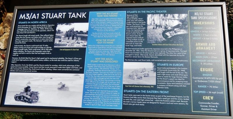 M3/A1 Stuart Tank Marker. Click for full size. M3/A1 Stuart Tank Marker image. Click for full size.
