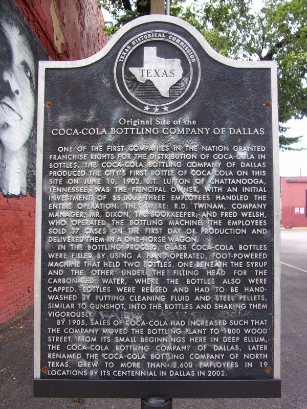 Original Site of the Coca-Cola Bottling Company of Dallas Marker. Click for full size. Original Site of the Coca-Cola Bottling Company of Dallas Marker image. Click for full size.