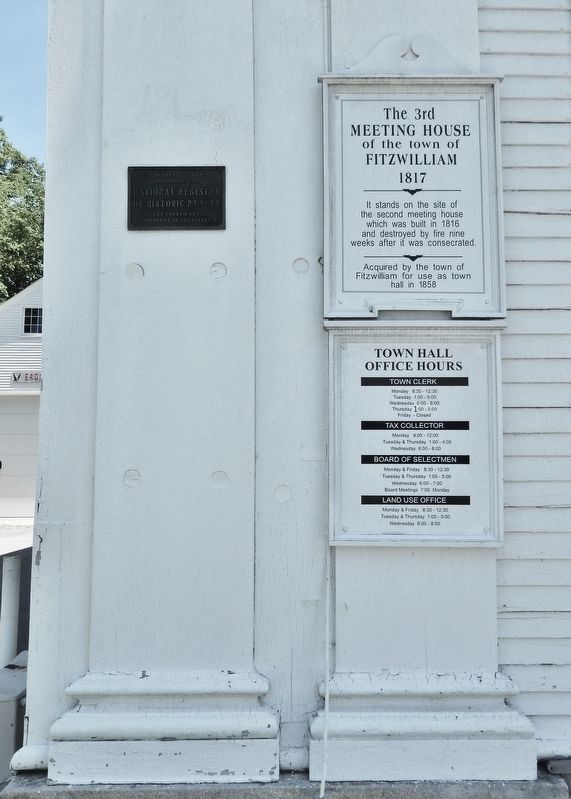 The 3rd Meeting House of the Town of Fitzwilliam Marker image. Click for full size.