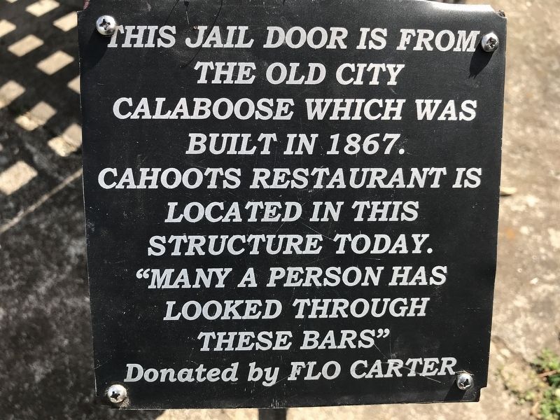 Fayetteville Calaboose Door Marker. Click for full size. Fayetteville Calaboose Door Marker image. Click for full size.