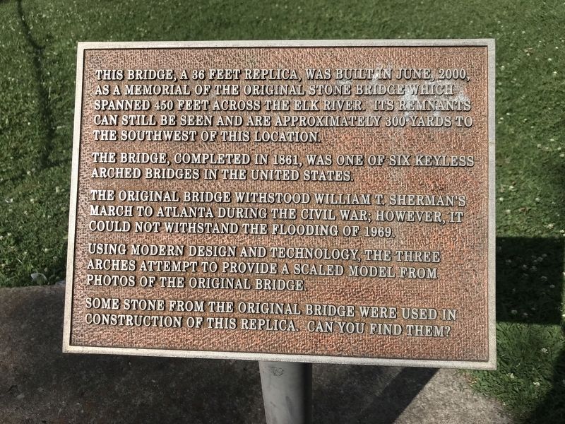 Fayetteville Stone Bridge (Model Replica) Marker. Click for full size. Fayetteville Stone Bridge (Model Replica) Marker image. Click for full size.