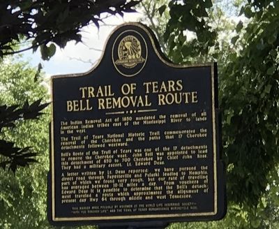 Trail of Tears Bell Removal Route Marker image. Click for full size.