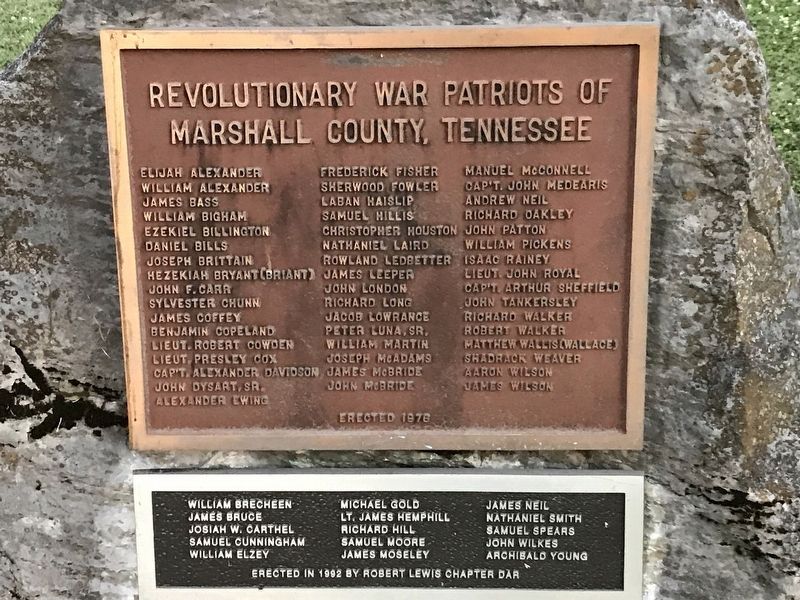 Revolutionary War Patriots of Marshall County, Tennessee Marker image. Click for full size.