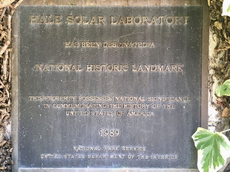 Hale Solar Laboratory Marker image. Click for full size.