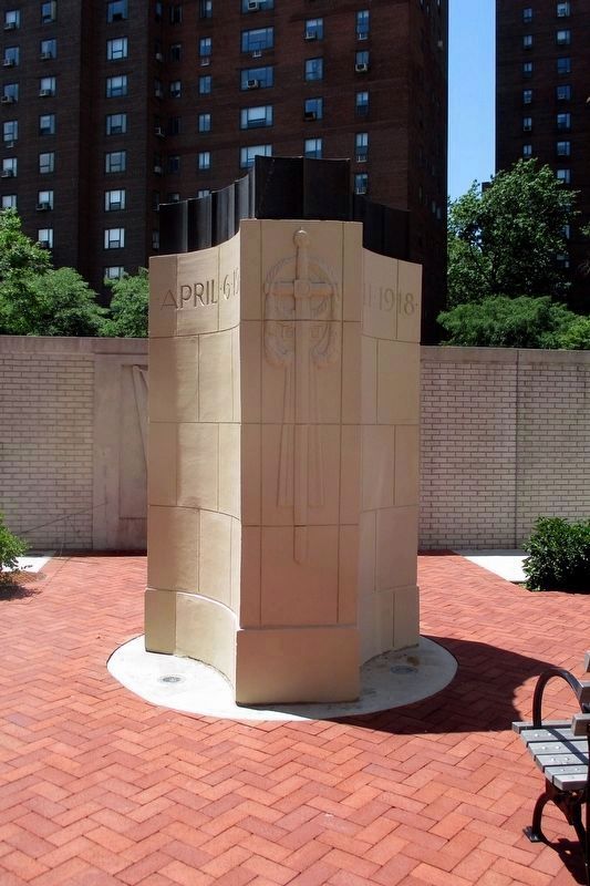 The scalloped triangle of the East Side WWI Memorial. Click for full size. The scalloped triangle of the East Side WWI Memorial image. Click for full size.