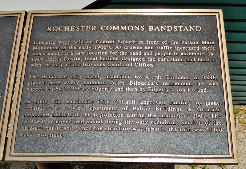 Rochester Commons Bandstand Marker image. Click for full size.