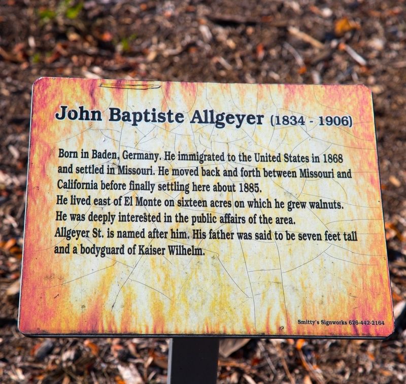 John Baptiste Allgeyer Marker. Click for full size. John Baptiste Allgeyer Marker image. Click for full size.