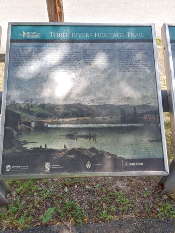 Monongahela's First Lock and Dam Marker. Click for full size. Monongahela's First Lock and Dam Marker image. Click for full size.