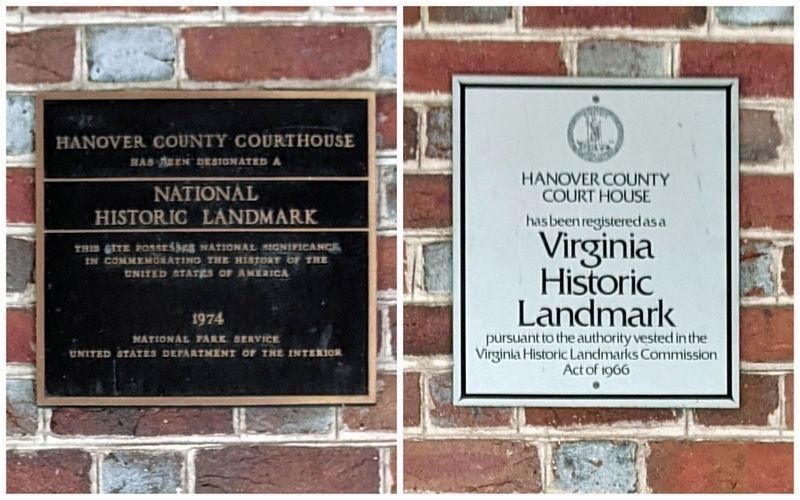 Hanover County Courthouse Historic Landmark plaques image. Click for full size.