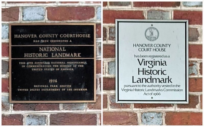 Hanover County Courthouse Historic Landmark plaques. Click for full size. Hanover County Courthouse Historic Landmark plaques image. Click for full size.