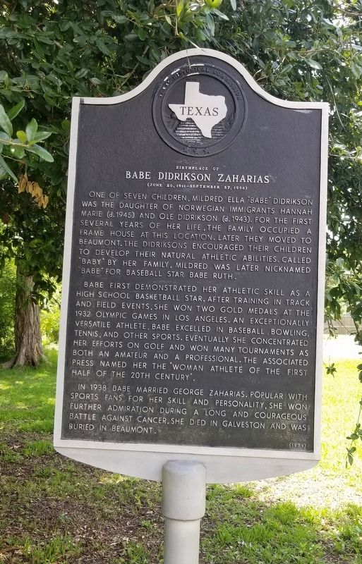 Babe Didrikson Zaharias Marker image. Click for full size.