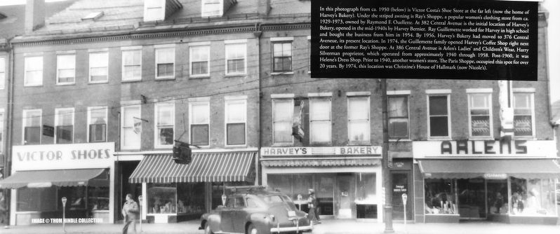Marker detail: Victor Costa's, Harvey’s, and Arlens’s, circa 1950 image. Click for full size.
