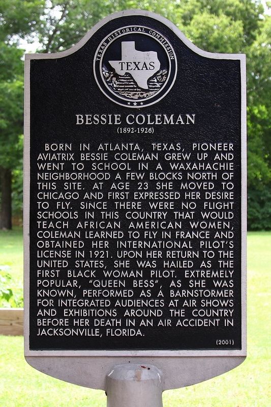 Bessie Coleman Marker image. Click for full size.