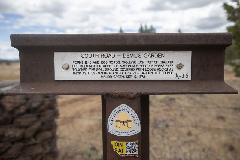 South Road - Devil's Garden Marker. Click for full size. South Road - Devil's Garden Marker image. Click for full size.