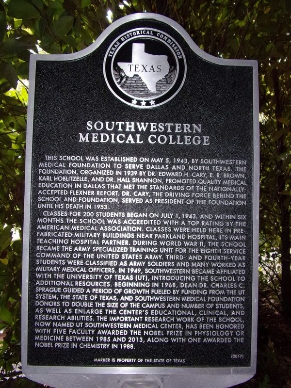 Southwestern Medical College Marker image. Click for full size.