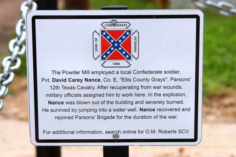 Site of a Confederate Powder Mill Supplemental Marker image. Click for full size.