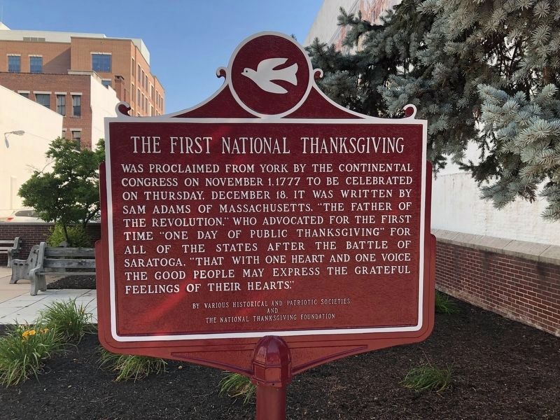 The First National Thanksgiving Marker image. Click for full size.