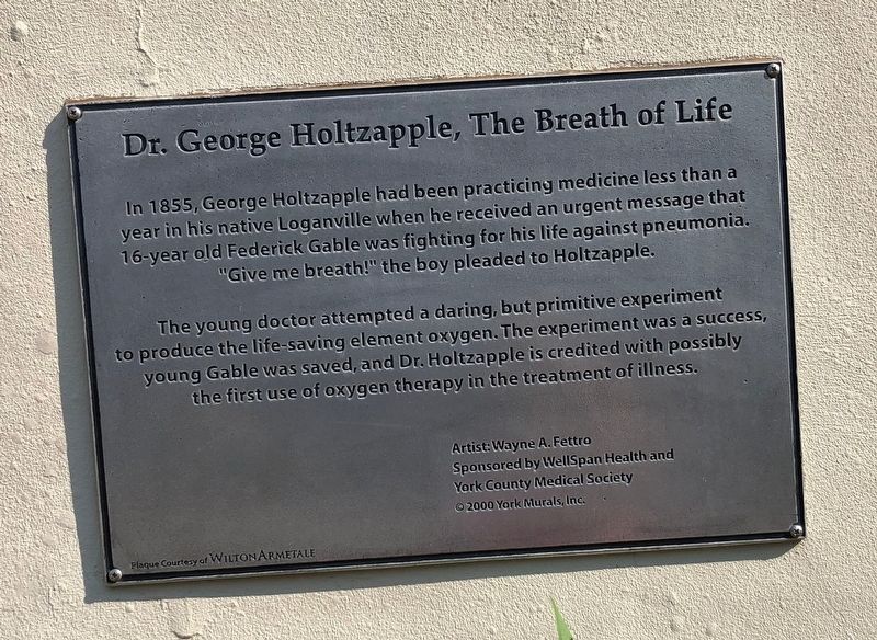 Dr. George Holtzapple, The Breath of Life Marker. Click for full size. Dr. George Holtzapple, The Breath of Life Marker image. Click for full size.