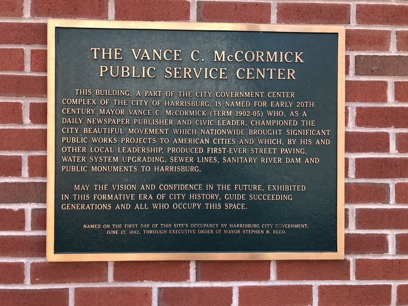 The Vance C. McCormick Public Service Center Marker image. Click for full size.