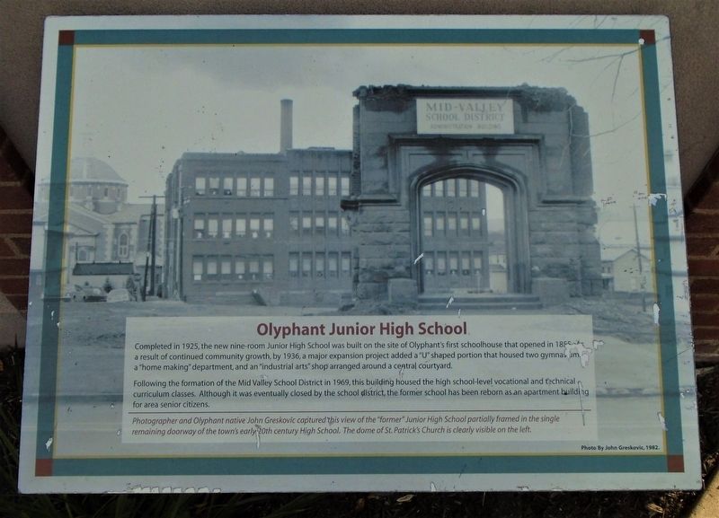 Olyphant Junior High School Marker. Click for full size. Olyphant Junior High School Marker image. Click for full size.