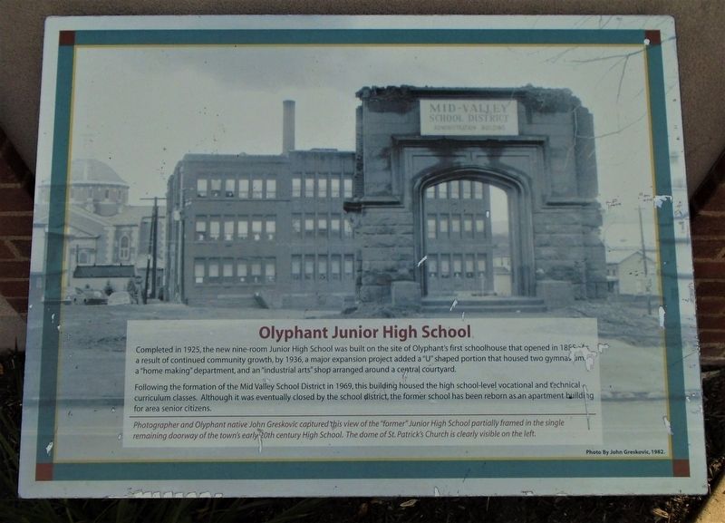 Olyphant Junior High School Marker image. Click for full size.