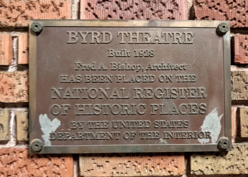 Byrd Theatre Marker. Click for full size. Byrd Theatre Marker image. Click for full size.