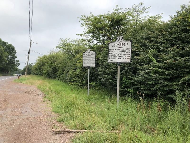 The Stone Bridge and Fairfax County / Prince William County markers. Click for full size. The Stone Bridge and Fairfax County / Prince William County markers image. Click for full size.