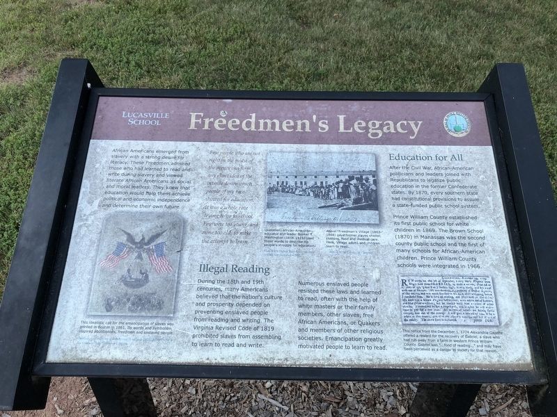 Freedmen's Legacy Marker image. Click for full size.