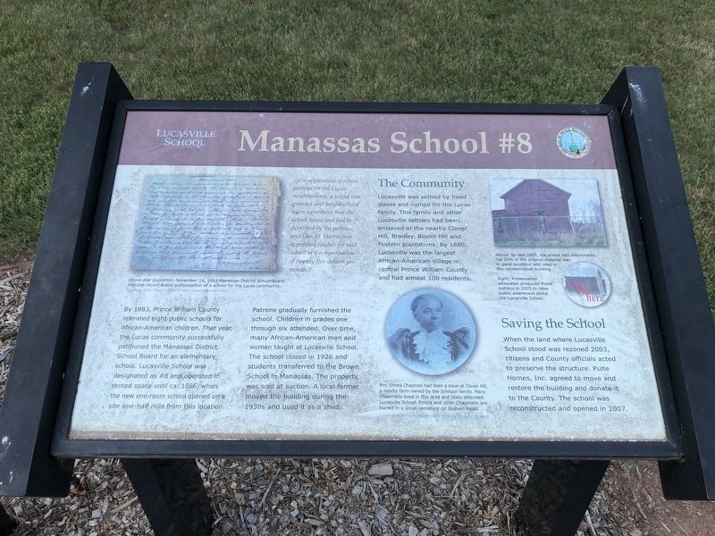 Manassas School #8 Marker image. Click for full size.