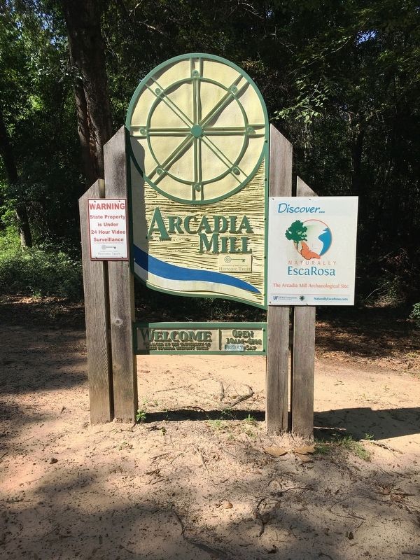 Arcadia Mill Archaeological Site Sign image. Click for full size.