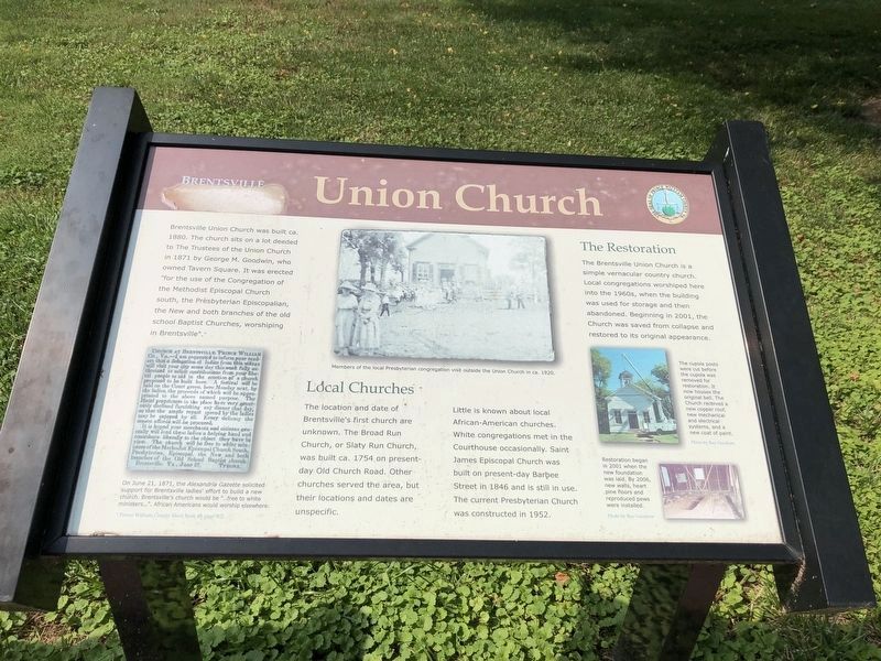 Union Church Marker. Click for full size. Union Church Marker image. Click for full size.