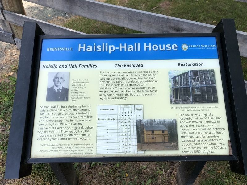 Haislip-Hall House Marker image. Click for full size.