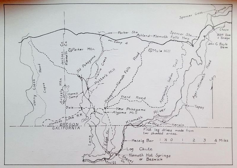 <i>Klamath Echoes</i> map, 1966. Click for full size. <i>Klamath Echoes</i> map, 1966 image. Click for full size.