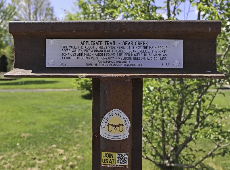 Applegate Trail - Bear Creek Marker image. Click for full size.