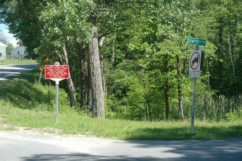 Widow Susan Road Marker at Cemetery Road. Click for full size. Widow Susan Road Marker at Cemetery Road image. Click for full size.